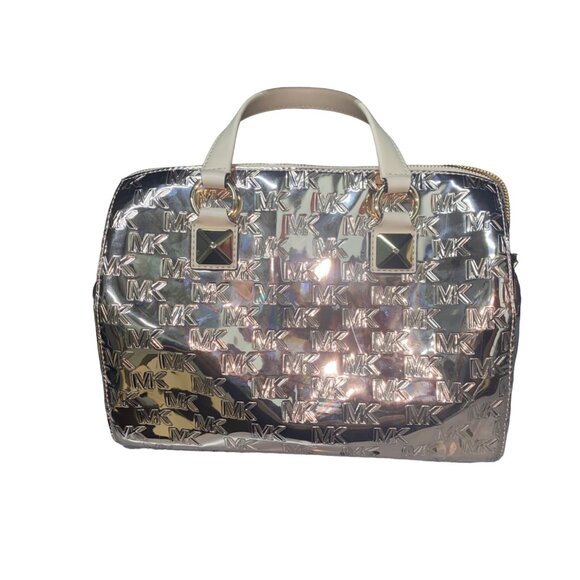 Michael Michael Kors Grayson Logo Embossed Medium Satchel Bag ROSE Gold NWD - Picture 2 of 5